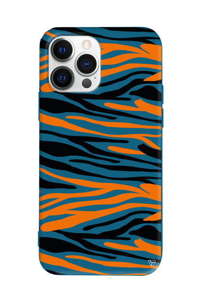 Turuncu Siyah Desen 2 Lansman Model İçi Kadife Silikon Telefon Kılıfı