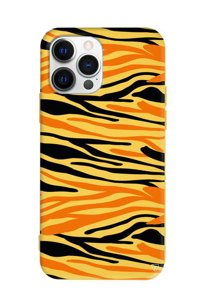 Turuncu Siyah Desen 2 Lansman Model İçi Kadife Silikon Telefon Kılıfı