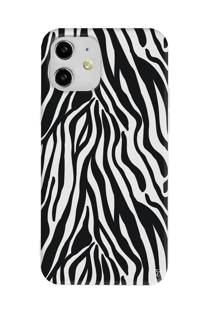 Siyah Zebra Desenleri Lansman Model İçi Kadife Silikon Telefon Kılıfı