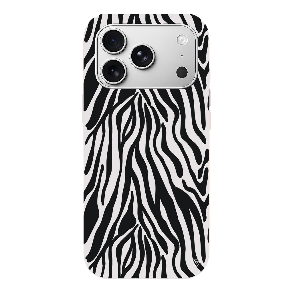 Siyah Zebra Desenleri Lansman Model İçi Kadife Silikon Telefon Kılıfı