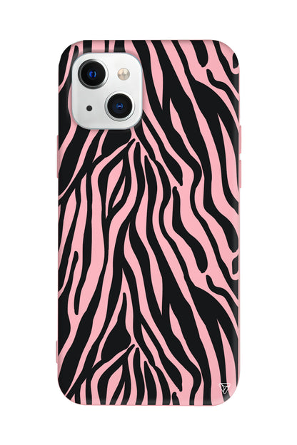 Siyah Zebra Desenleri Lansman Model İçi Kadife Silikon Telefon Kılıfı