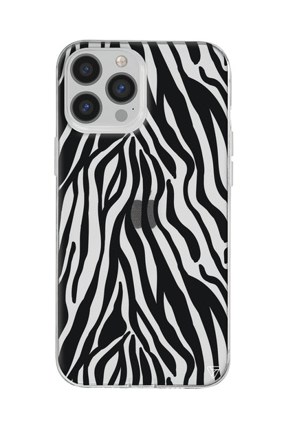Siyah Zebra Desenleri Lansman Model İçi Kadife Silikon Telefon Kılıfı