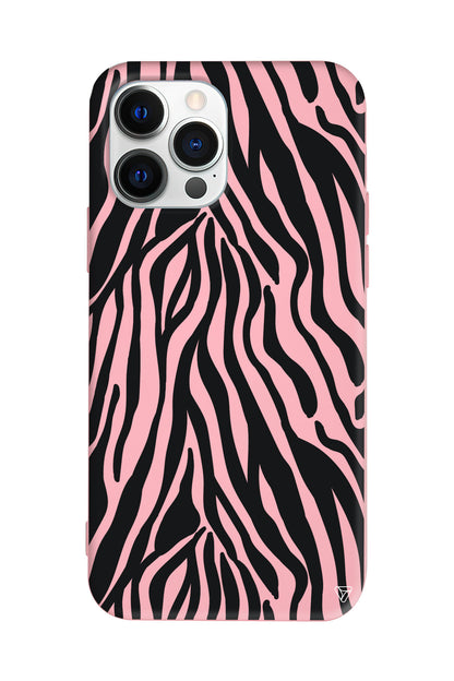 Siyah Zebra Desenleri Lansman Model İçi Kadife Silikon Telefon Kılıfı