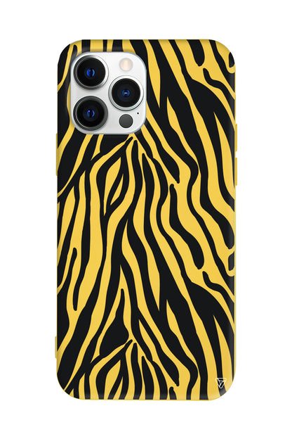 Siyah Zebra Desenleri Lansman Model İçi Kadife Silikon Telefon Kılıfı