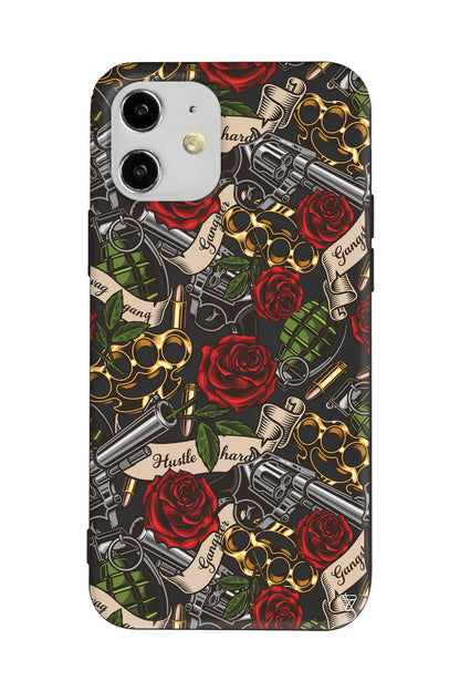 Rose and Gun Lansman Model İçi Kadife Silikon Telefon Kılıfı