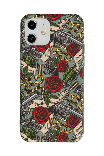Rose and Gun Lansman Model İçi Kadife Silikon Telefon Kılıfı