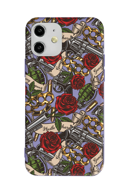 Rose and Gun Lansman Model İçi Kadife Silikon Telefon Kılıfı