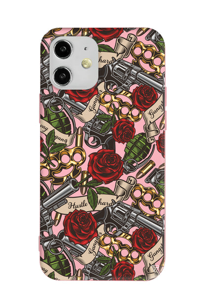 Rose and Gun Lansman Model İçi Kadife Silikon Telefon Kılıfı