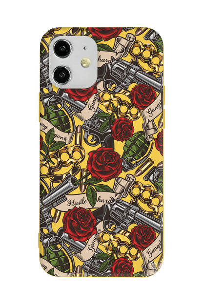 Rose and Gun Lansman Model İçi Kadife Silikon Telefon Kılıfı