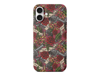 Rose and Gun Lansman Model İçi Kadife Silikon Telefon Kılıfı