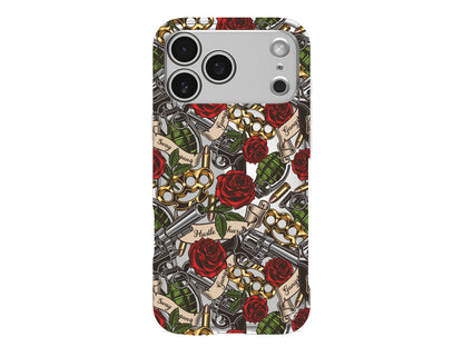 Rose and Gun Lansman Model İçi Kadife Silikon Telefon Kılıfı