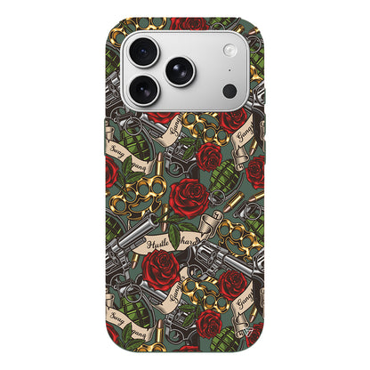 Rose and Gun Lansman Model İçi Kadife Silikon Telefon Kılıfı