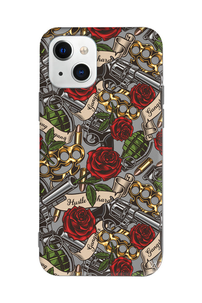 Rose and Gun Lansman Model İçi Kadife Silikon Telefon Kılıfı