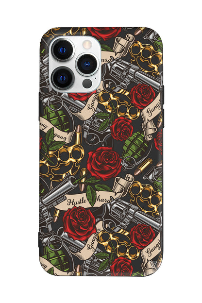 Rose and Gun Lansman Model İçi Kadife Silikon Telefon Kılıfı