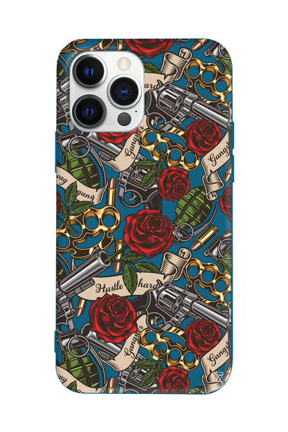 Rose and Gun Lansman Model İçi Kadife Silikon Telefon Kılıfı