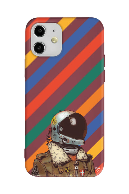 Renkli Astronot Lansman Model İçi Kadife Silikon Telefon Kılıfı