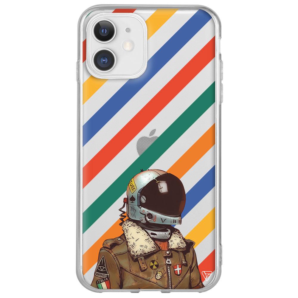 Renkli Astronot Lansman Model İçi Kadife Silikon Telefon Kılıfı