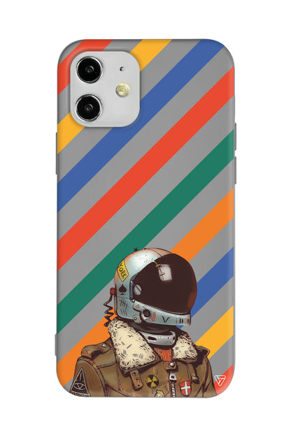 Renkli Astronot Lansman Model İçi Kadife Silikon Telefon Kılıfı