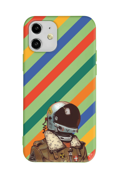 Renkli Astronot Lansman Model İçi Kadife Silikon Telefon Kılıfı