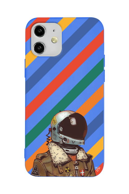 Renkli Astronot Lansman Model İçi Kadife Silikon Telefon Kılıfı