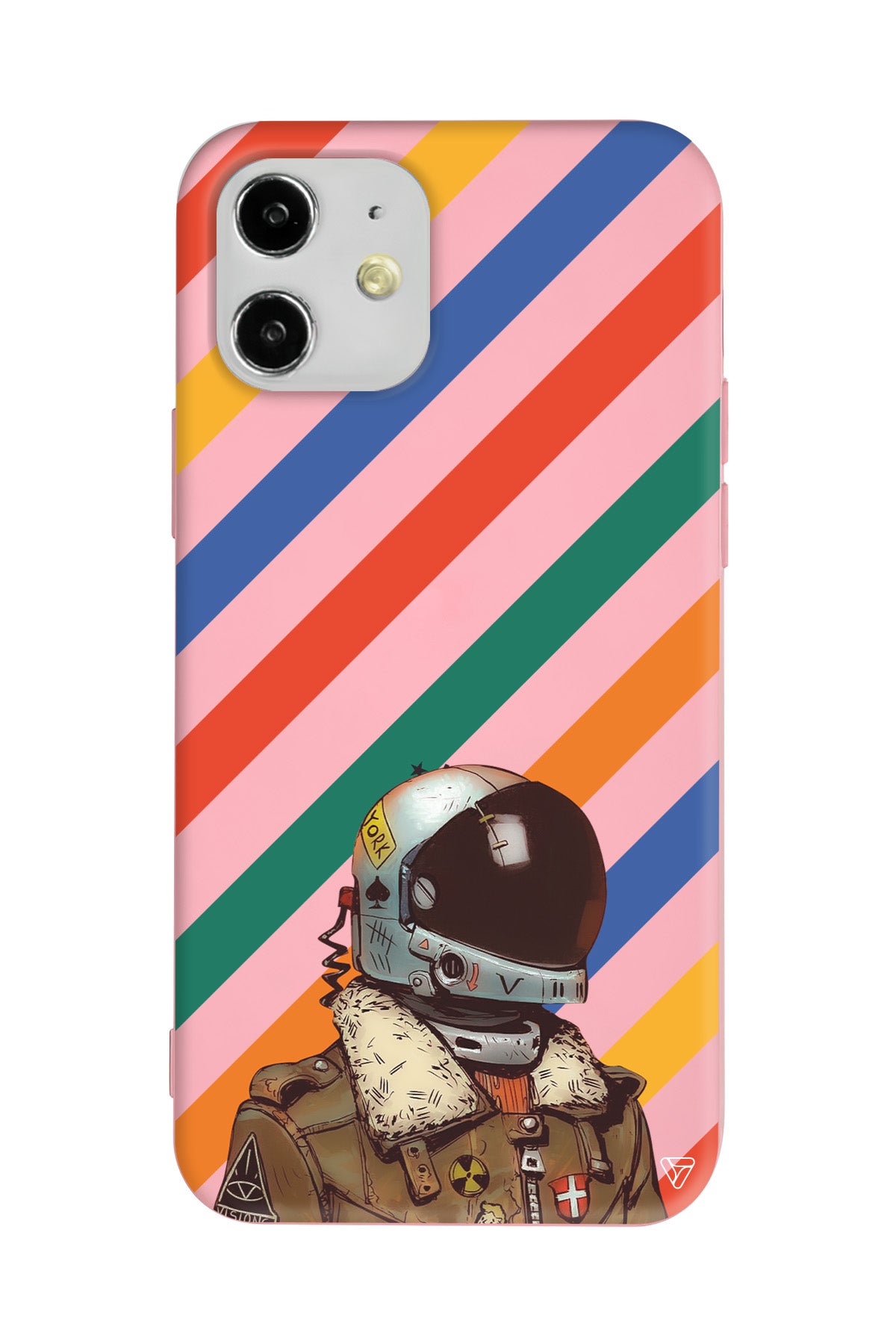 Renkli Astronot Lansman Model İçi Kadife Silikon Telefon Kılıfı