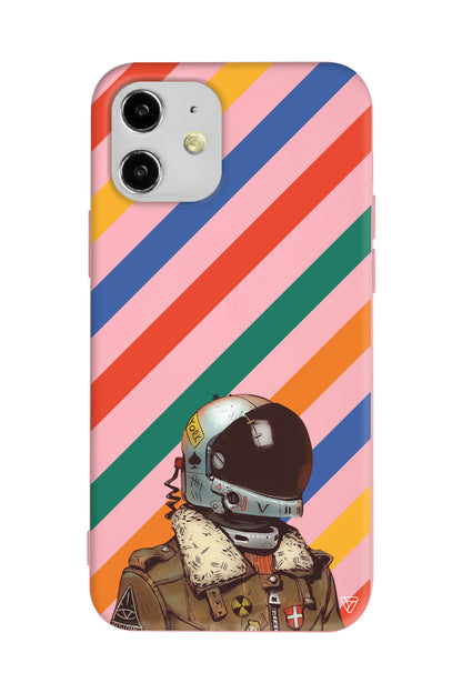 Renkli Astronot Lansman Model İçi Kadife Silikon Telefon Kılıfı