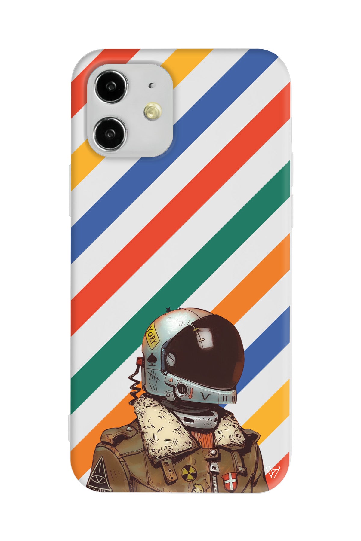 Renkli Astronot Lansman Model İçi Kadife Silikon Telefon Kılıfı