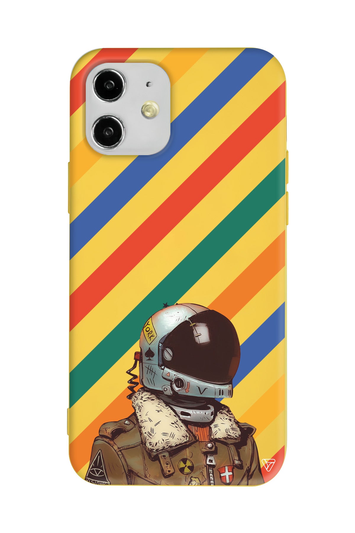 Renkli Astronot Lansman Model İçi Kadife Silikon Telefon Kılıfı