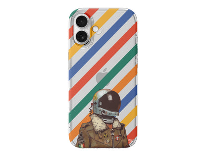 Renkli Astronot Lansman Model İçi Kadife Silikon Telefon Kılıfı