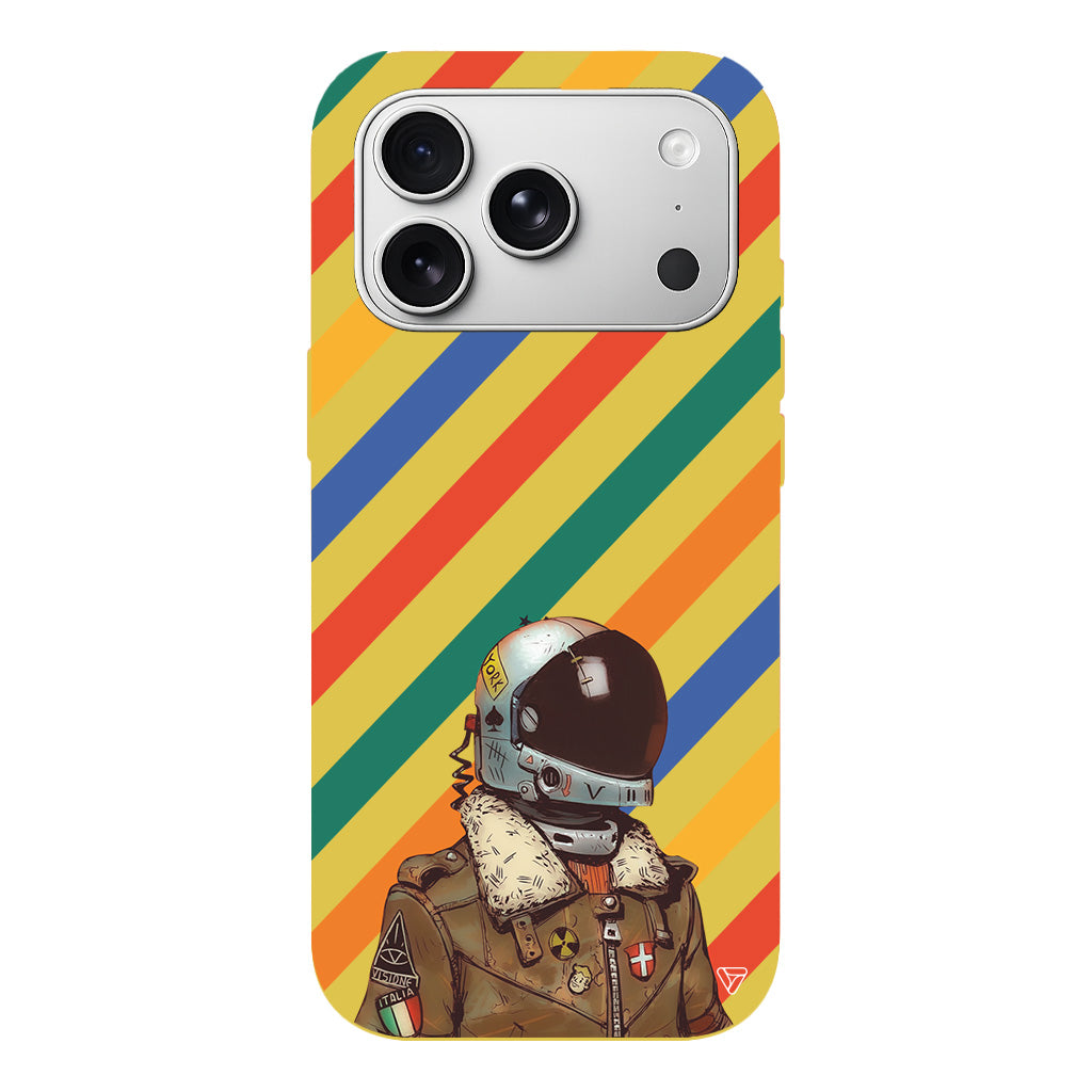 Renkli Astronot Lansman Model İçi Kadife Silikon Telefon Kılıfı