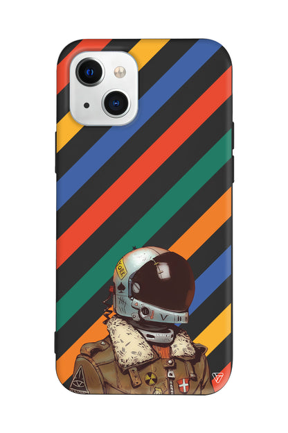 Renkli Astronot Lansman Model İçi Kadife Silikon Telefon Kılıfı