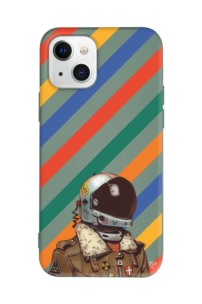 Renkli Astronot Lansman Model İçi Kadife Silikon Telefon Kılıfı