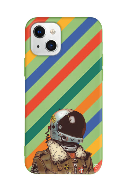 Renkli Astronot Lansman Model İçi Kadife Silikon Telefon Kılıfı