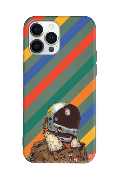 Renkli Astronot Lansman Model İçi Kadife Silikon Telefon Kılıfı