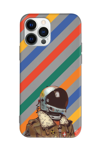 Renkli Astronot Lansman Model İçi Kadife Silikon Telefon Kılıfı