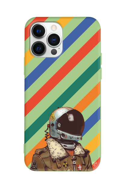 Renkli Astronot Lansman Model İçi Kadife Silikon Telefon Kılıfı