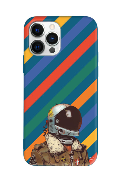 Renkli Astronot Lansman Model İçi Kadife Silikon Telefon Kılıfı