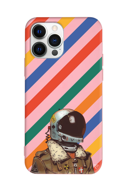 Renkli Astronot Lansman Model İçi Kadife Silikon Telefon Kılıfı