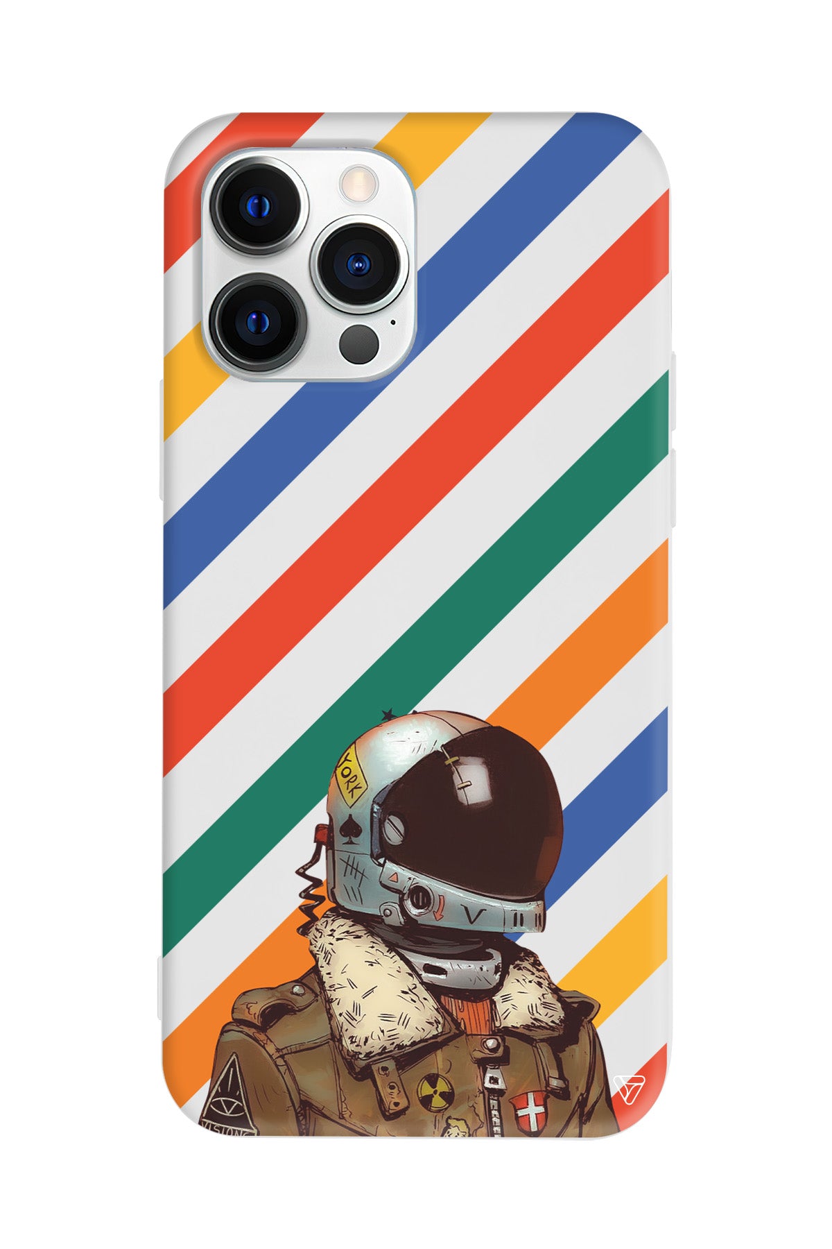 Renkli Astronot Lansman Model İçi Kadife Silikon Telefon Kılıfı