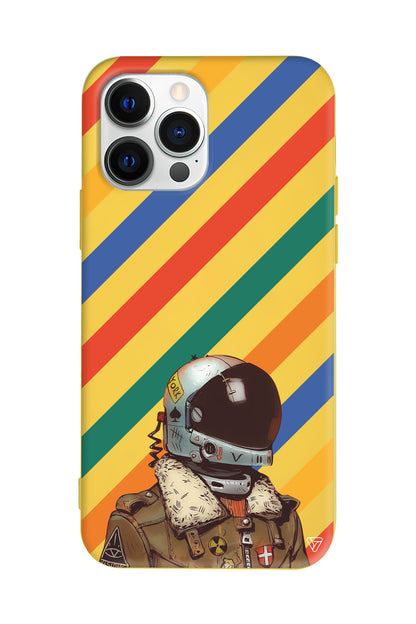 Renkli Astronot Lansman Model İçi Kadife Silikon Telefon Kılıfı