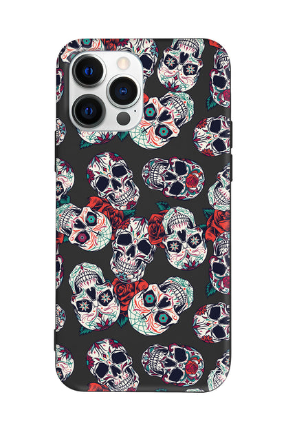 Death and Roses Lansman Model İçi Kadife Silikon Telefon Kılıfı