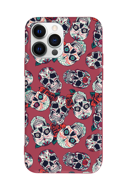 Death and Roses Lansman Model İçi Kadife Silikon Telefon Kılıfı