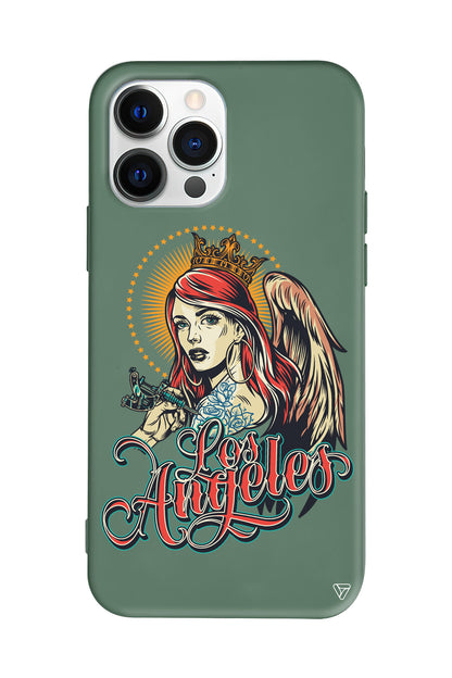 Los Angeles Lansman Model İçi Kadife Silikon Telefon Kılıfı