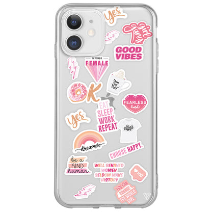 Female Sticker Lansman Model İçi Kadife Silikon Telefon Kılıfı