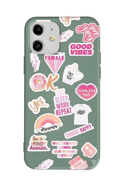 Female Sticker Lansman Model İçi Kadife Silikon Telefon Kılıfı