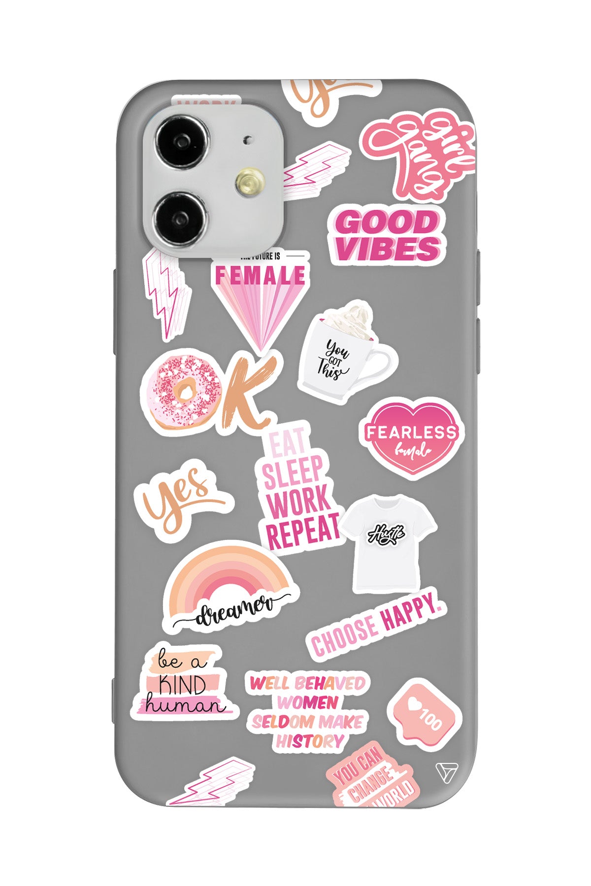 Female Sticker Lansman Model İçi Kadife Silikon Telefon Kılıfı