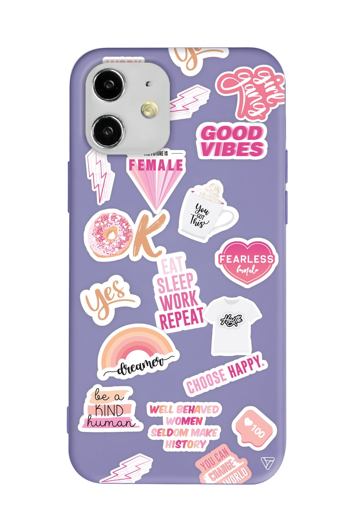 Female Sticker Lansman Model İçi Kadife Silikon Telefon Kılıfı