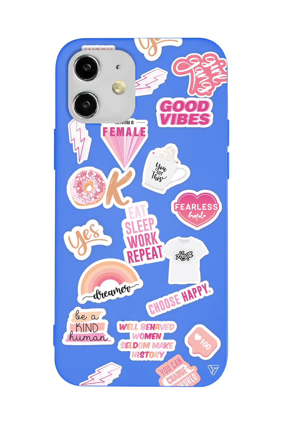 Female Sticker Lansman Model İçi Kadife Silikon Telefon Kılıfı