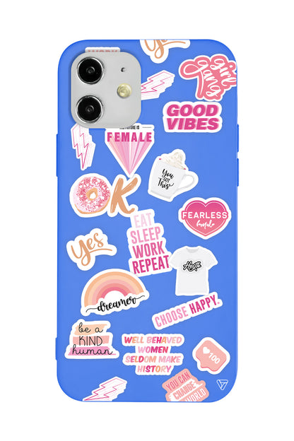 Female Sticker Lansman Model İçi Kadife Silikon Telefon Kılıfı