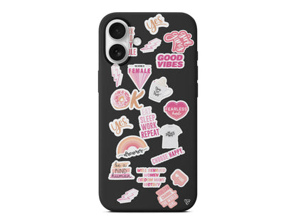 Female Sticker Lansman Model İçi Kadife Silikon Telefon Kılıfı – Plus Serisine Özel